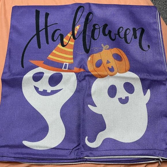 Set of 4 Halloween Pillow Covers, 18x18 ghost, haunted house, gnomes,wit… - Picture 1 of 4
